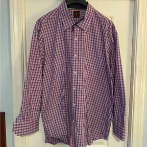 Men's Pink and Blue Checkered Shirt